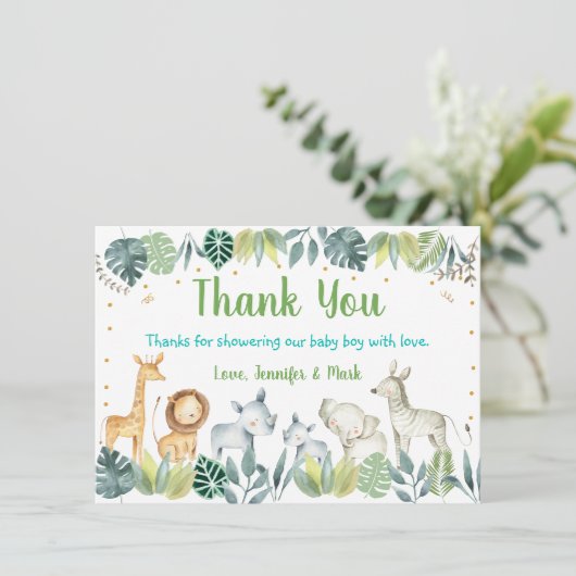 サファリジャングル赤ちゃんシャワーありがとう サンキューカード (スタンド正面)