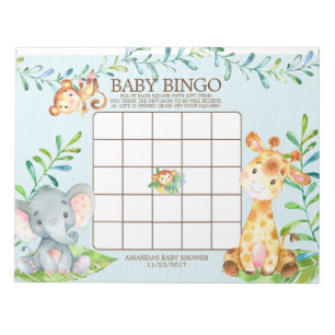 サファリジャングル赤ちゃんシャワービンゴゲームメモ帳 ノートパッド