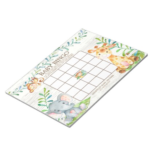 サファリジャングル赤ちゃんシャワービンゴゲームメモ帳 ノートパッド (アングル)