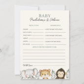 サファリジャングル赤ちゃんシャワー予測ゲームカード 招待状 (正面)