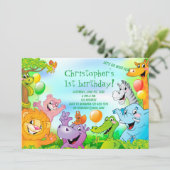 サファリジャングル1st誕生日パーティの招待状カード 招待状 (スタンド正面)