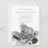 サファリスケッチ |かわいいライオンかわいい赤ちゃんシャワー 招待状 (正面)