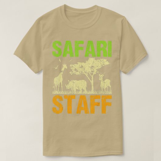 サファリスタッフアフリカサファリ動物動物園サバンナアド Tシャツ (デザイン正面)