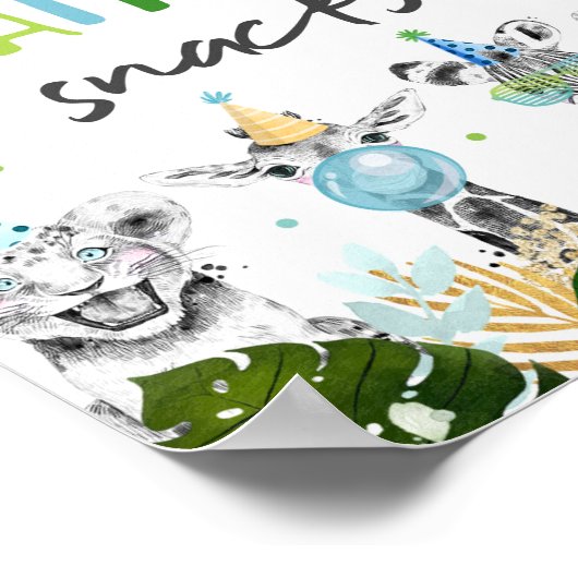 サファリスナックサファリパーティー動物誕生日サイン ポスター (角)