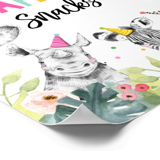 サファリスナックサファリパーティー動物誕生日標識 ポスター (角)