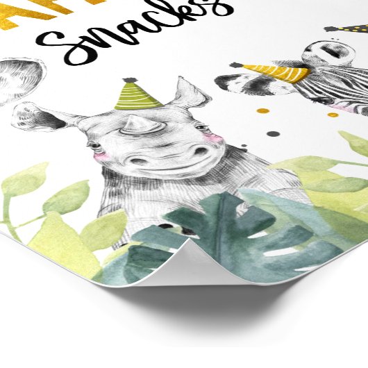 サファリスナックサファリパーティー動物誕生日標識 ポスター (角)