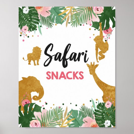 サファリスナックフードアニマルガール誕生日看板 ポスター (正面)