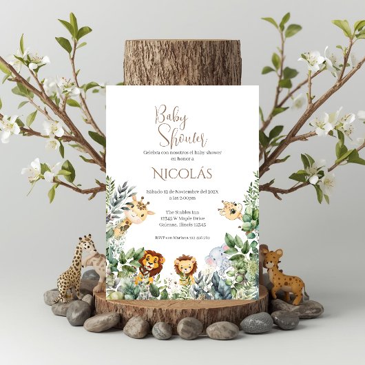 サファリスペインのベイビーシャワーボーイへの招待 招待状