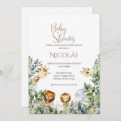 サファリスペインのベイビーシャワーボーイへの招待 招待状 (正面/裏面)