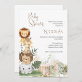 サファリスペインのベイビーシャワーボーイへの招待 招待状 (正面/裏面)