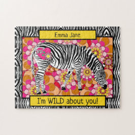 サファリゼブラとハートと愛バレンタインデー ジグソーパズル