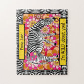 サファリゼブラとハートと愛バレンタインデー ジグソーパズル (縦)