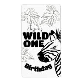 サファリゼブラの手描きパーティーグッズ 誕生日 ラベル (正面)