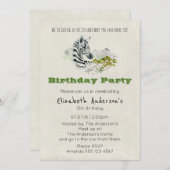 サファリゼブラズーパーティー誕生日招待状 招待状 (正面/裏面)