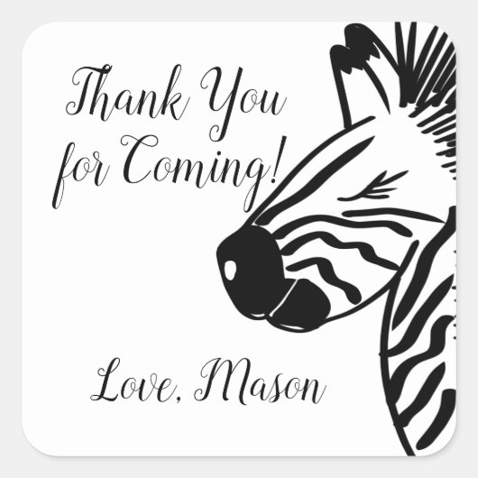 サファリゼブラパーティー誕生日 スクエアシール (正面)