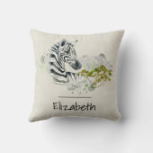 サファリゼブラワイルドエキゾチックの水彩動物 クッション (裏面)