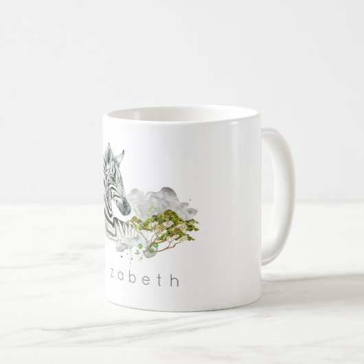 サファリゼブラワイルドエキゾチックの水彩動物 コーヒーマグカップ (正面右)