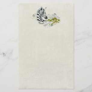 サファリゼブラワイルドエキゾチックの水彩動物 便箋