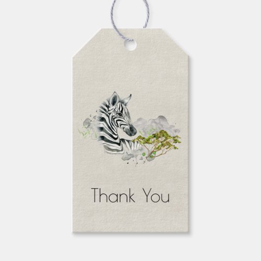 サファリゼブラワイルドエキゾチック動物ありがとう ギフトタグ (正面)