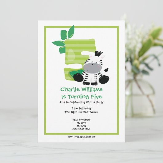 サファリゼブラ5回目の誕生日パーティー 招待状 (スタンド正面)