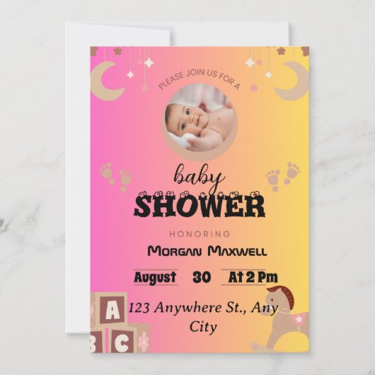 「サファリソイレ:ベルナデットの赤ちゃんシャワーのお祝い 招待状 (正面)