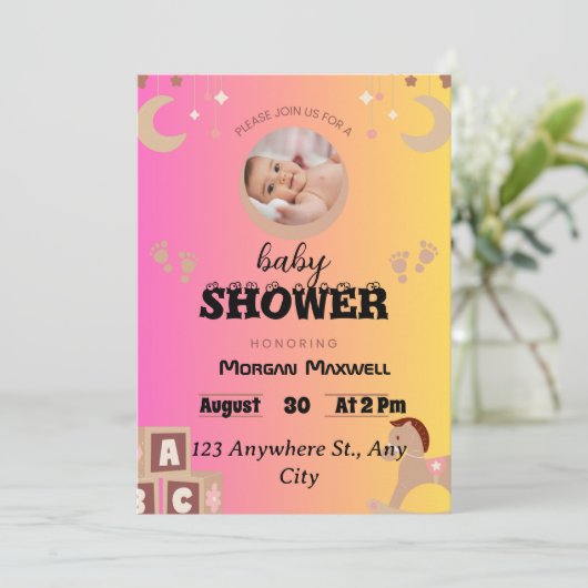 「サファリソイレ：ベルナデットの赤ちゃんシャワーのお祝い 招待状 (スタンド正面)