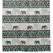 サファリゾーンジャングル動物ヒョウのゼブラデコール シャワーカーテン (正面)