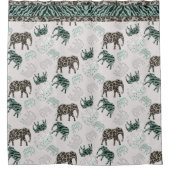 サファリゾーンズリトルボーイバスルームleopard zebra シャワーカーテン (正面)