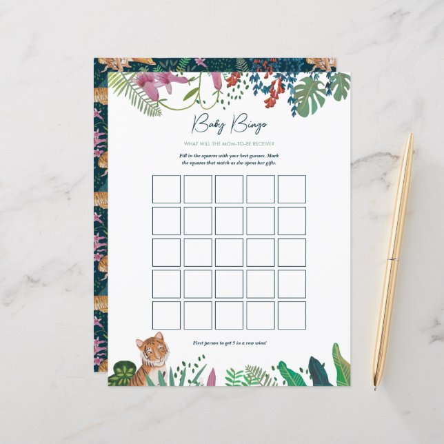 サファリタイガービンゴベビーシャワーゲーム (正面/裏面インサイチュ)