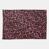 サファリダークダスティバラレオパードアニマルプリント キッチンタオル (横)