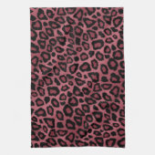 サファリダークダスティバラレオパードアニマルプリント キッチンタオル (縦)