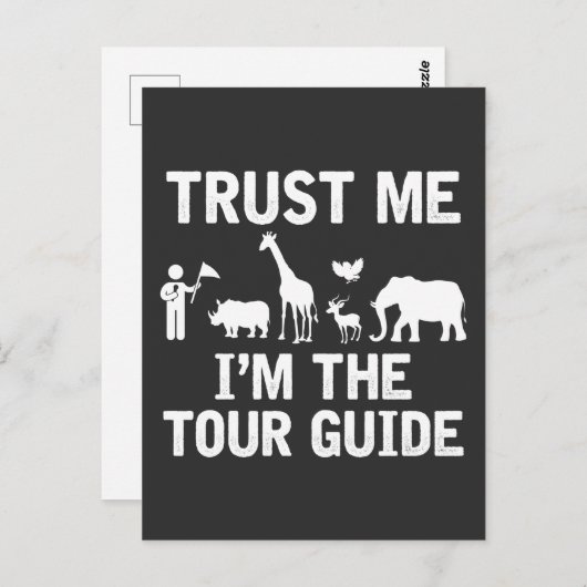 サファリツアーガイド動物園の動物バケーションワイルド ポストカード (正面/裏面)