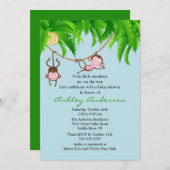 サファリツインモンキーベビーシャワー招待状 招待状 (正面/裏面)