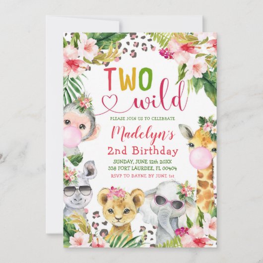サファリツーワイルドガール2nd誕生日招待状 招待状 (正面)