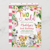 サファリツーワイルドガール2nd誕生日招待状 招待状 (正面/裏面)