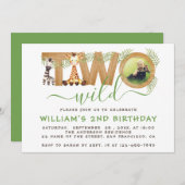 サファリツーワイルドジャングルセカンド誕生日フォトウッド 招待状 (正面/裏面)