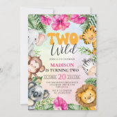 サファリツーワイルドセカンドガール誕生日 招待状 (正面)