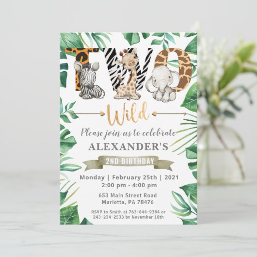 サファリツーワイルドセカンドバースデーパーティの招待状 招待状 (スタンド正面)