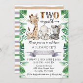 サファリツーワイルドセカンドバースデーパーティの招待状 招待状 (正面/裏面)