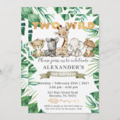 サファリツーワイルドバースデーパーティーへの招待 招待状 (正面/裏面)