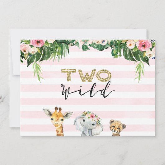 サファリツーワイルドフォト誕生日招待状フォーガール 招待状 (裏面)