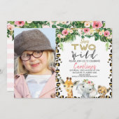 サファリツーワイルドフォト誕生日招待状フォーガール 招待状 (正面/裏面)