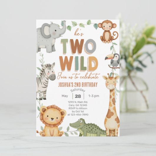 サファリツーワイルドボーイ2歳の誕生日招待状。 招待状 (スタンド正面)