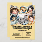 サファリテーマのスランバーパジャマの子供 招待状 (正面/裏面)