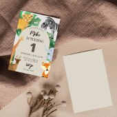 サファリテーマの最初の誕生日パーティーへの招待 招待状