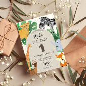 サファリテーマの最初の誕生日パーティーへの招待 招待状
