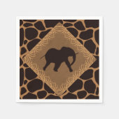 サファリテーマエレファントオーバーキリンプリント スタンダードカクテルナプキン (正面)