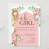 サファリテーマオガールベビーシャワー招待状 招待状 (正面)