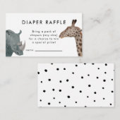 サファリテーマベビーシャワーおむつラッフルチケット エンクロージャーカード (正面/裏面)