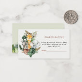 サファリテーマベビーシャワーおむつラッフルチケット ノートカード (正面/裏面インサイチュ)